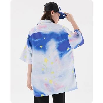 Tie dye na hviezdnej oblohe tričko nadrozmerné ženy, pánske oblečenie Harajuku Hiphop streetwear High street Gotický tee zhuchao letné top