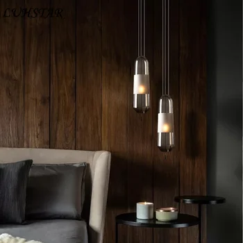 Nordic Post-moderný Sklenený Prívesok Lampa Reštaurácia Obývacia Izba Hotel Spálňa Nočná Lampa Prívesok Svetlá Domov Deco Dizajnér Lampy