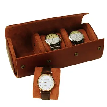 1Pc 3 Sloty Prenosné Watch Box Kolo Sledovať Organizátor Elastické PU Sledovať Prípade Kožený 3-Miestne Sledovať Úložný Box