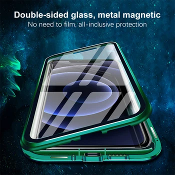 Magnetické Ochranné puzdro Pre iPhone 12 11 Pro Max 12MINI Prípade, obojstranný Kryt Pre iphone 12 11 Pro Max Shockproof Coque Capa