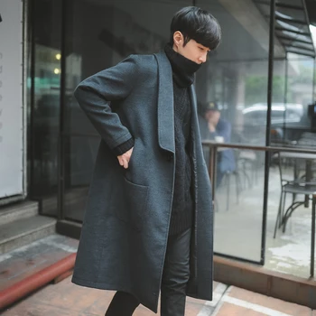 S-6XL!!! 2018 Jeseň a v zime stredne dlhé vlny kabát mužov nad kolená ultra dlhé, farbou trend módy zahusťovanie