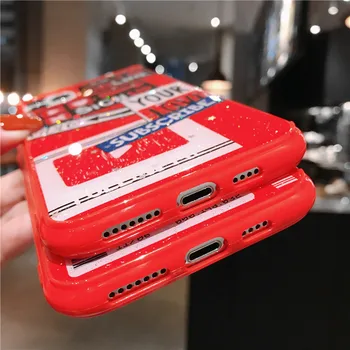 Luxusné Pečiatky, Etikety čiarového kódu Telefónu puzdro pre IPhone 11 Pro MAX SE 2 2020 X XR XS MAX 8 7 Pokrytie Módne Mäkké Fólie Zlatej farby Červená Prípade