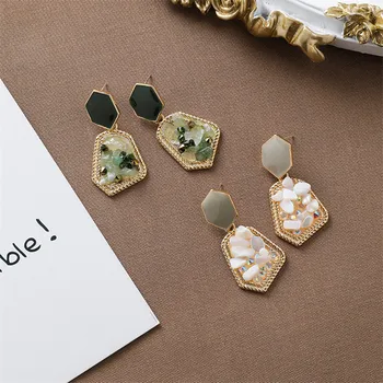 Móda Kórejský Jar Zelená Biela Nepravidelný Crystal Visieť Náušnice Geometrické Drop Náušnice Pre Ženy, Svadobné Nevesty Šperky Darček
