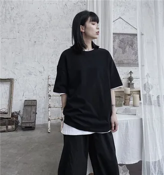 Japonsko Štýl Ženy, Bavlnené Tričká, Topy&Tees Pevné Voľné Tmavé Dievča Gotický High Street Vintage Tričko Hip Hop Streetwear Bielizeň