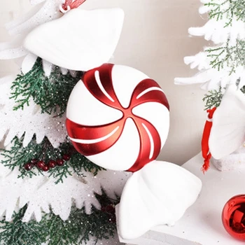 NOVÉ-Vianočné Ozdoby Scény Rozloženie Darček Ozdoby Prívesok DIY Candy 30 CM Červená a Biela Candy Fáze Layout