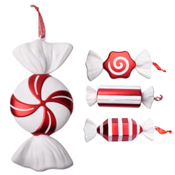 NOVÉ-Vianočné Ozdoby Scény Rozloženie Darček Ozdoby Prívesok DIY Candy 30 CM Červená a Biela Candy Fáze Layout