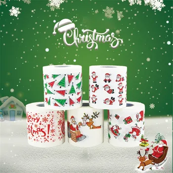 Vianočné vzor farba toaletný papier Santa Vianočný stromček vytlačené tkaniva Vianočné vytlačené tkaniva vianočné party dekorácie