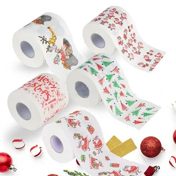 Vianočné vzor farba toaletný papier Santa Vianočný stromček vytlačené tkaniva Vianočné vytlačené tkaniva vianočné party dekorácie