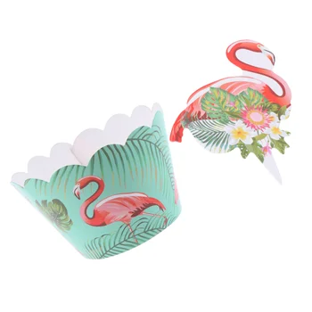 24pcs Flamingo Tlač Cupcake Obale a Vňaťou Tropickom dažďovom Pralese Tému Cupcake Dekor Strana navrhne na Narodeniny Dieťa Zobraziť