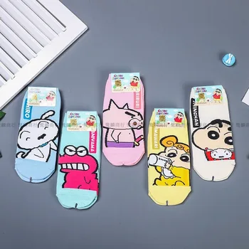 Japonské Ženy Tenké Ponožky Cartoon Dámy Crayon Shin-chan Ponožky Biele Unisex Členok Kawaii Bavlna Sox Dievčatá v Lete Trendy Sokken