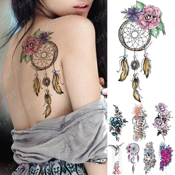 Nepremokavé Dočasné Tetovanie Nálepky Dreamcatcher Kvety Lásky Flash Tetovanie Motýľ Lotus Body Art Rameno Falošné Rukáv Tetovanie Ženy