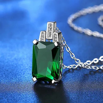 Móda Klasické Módne Zeleného Kameňa Krištáľové Šperky Veľkoobchod strieborné pozlátené svadobný Dar Pre Ženy Námestie Náhrdelník s Príveskom