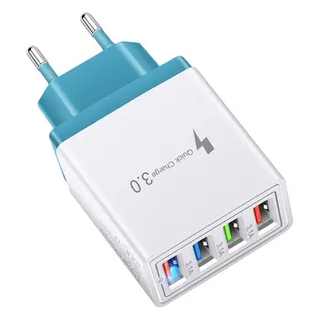 4 konektor USB Port Farebné Nabíjačku Cestovné Plnenie Hlavu Indukčné Nabíjací USB Rýchlu Nabíjačku Mobilného Telefónu Telefón Adaptér