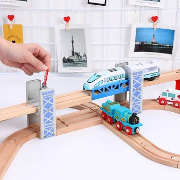 Drevené železničnej Trate Železničnej Hračky Nastaviť Drevené Dvojité Palube Most Drevené Príslušenstvo Overpass Model detské Hračky Deťom Darčeky