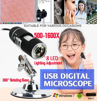 Mega Pixelov 1000X 8 LED Digitálny Mikroskop Pre Android telefónu USB Pre PC zväčšovacie sklo Elektronické Stereo USB Endoskop