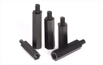 50Pcs M2/ M2.5/M3/M4*L+6 mm Závit Čierna alebo Biela Rozstupy Skrutiek Plastov Pre PCB Dosky Pevný Nylon Prázdnemu Dištančné Pilier