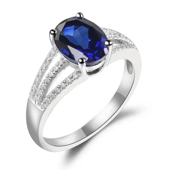 Leige Šperky Lab Vytvorili Blue Sapphire Gem Septembra Birthstone Elipsovitý Rez Snubné Prstene Pre Ženy 925 Sterling Silver
