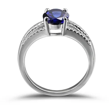 Leige Šperky Lab Vytvorili Blue Sapphire Gem Septembra Birthstone Elipsovitý Rez Snubné Prstene Pre Ženy 925 Sterling Silver