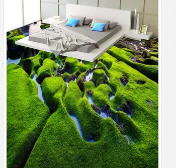 Moss skaly morskom dne, kúpeľňa Kúpeľňa Spálňa 3D podlahy tapety 3d pre kúpeľne Domáce Dekorácie