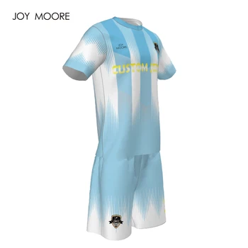 Lacné ceny nový príchod kvalitný futbalový dres sady modrá a biela farba vlastné logo