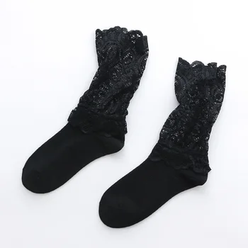 1 Pár Sexy Čipka Čierna Oka Dlhé Ponožky Bavlna Ženy Mäkké Priedušné Elastické Elegantné Módne Wild Stohovateľné Ponožky