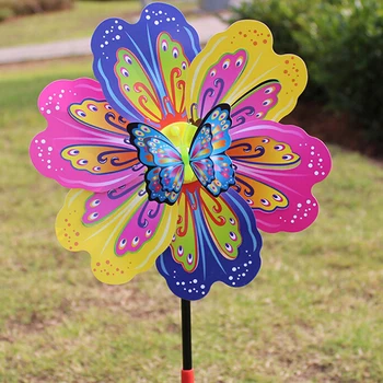 1Pcs 3D Farebný Motýľ Kvet veterný Mlyn Multicolor Motýľ Kvet veterný Mlyn Vietor Spinner Záhrada Dvore Dekorácie Deti Hračka
