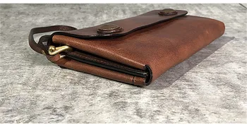 PNDME vintage luxusné prírodné originálne kožené pánske spojka taška módu bežné skutočné cowhide veľké nit držiteľa karty telefónu peňaženky