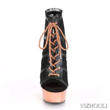 15 CM vysokým podpätkom pole tanec sandále, čistú handričku, vamp, electroplate tenké päty, model stage výkon, tanečné topánky