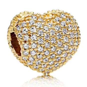 Skutočné Rose Gold Pripraviť Otvoriť svoje Srdce Eleganciu Klip Silber Srdcia Kúzlo 925 Sterling Silver Korálky Fit Módny Náramok DIY Šperky