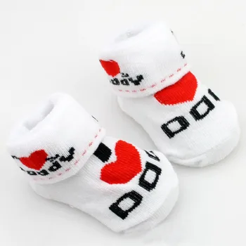 Bavlna Dieťa protišmyková Podlaha Ponožky Láska Otec Láska Mama Cartoon Malé detské Ponožky sú Pre Baby, Dievčatá, Chlapcov Roztomilé Topánky Dieťa, Batoľa Ponožky