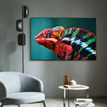 Zviera krajiny olejomaľba farebné chameleon lizard umelecké plátno na maľovanie obývacia izba chodba bar domáce dekorácie nástenná maľba