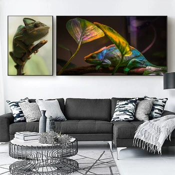 Zviera krajiny olejomaľba farebné chameleon lizard umelecké plátno na maľovanie obývacia izba chodba bar domáce dekorácie nástenná maľba