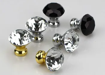 30 mm Crystal Diamond Rukoväť Zásuvky jednootvorová Zliatiny Zinku Nábytok Európsky A Americký Štýl Skriňa Dvere Príslušenstvo