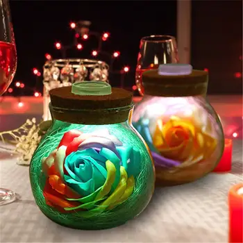 Ruže Kvet Svetelný Fľašu Kreatívny Ornament Pre Gilrfriend je Valentína Darček k Narodeninám