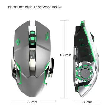 ZL 2.4 GHz wireless gaming mouse vstavaná nabíjateľná batéria 2400DPI Ergonomická Myš USB 7 farieb svetlo dýchania