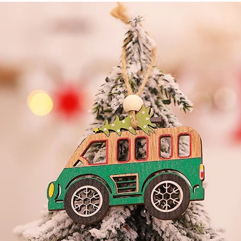 3ks/set Vianočné Drevené Tag Vianočný Strom Auto Visí Ozdoby Nový Rok Dekorácie, Party Dieťa Hračky DIY Dreva Plavidlá
