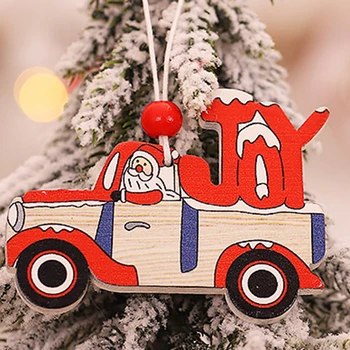 3ks/set Vianočné Drevené Tag Vianočný Strom Auto Visí Ozdoby Nový Rok Dekorácie, Party Dieťa Hračky DIY Dreva Plavidlá