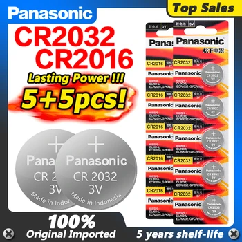 PANASONIC 10Pcs 3V Tlačidlo CR2016 LM2016 BR2016 CR2032 ECR2032 Mince Článková Li-ion Batérie, LED Svetlá, Hračky, Hodinky