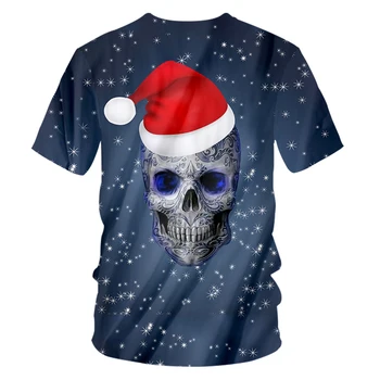 OGKB Mužov Vtipné V Krku T tričko 3D Vytlačené Vianočné Spp A Lebka Hip Hop, Street 6XL Zimné Muž Voľné Tričko