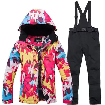 2019 nové lacné ženské modely 10K lyžiarske oblek snowboard nepremokavé vetru zimné horolezectvo topánky snehu + odnímateľný náprsníkové nohavice