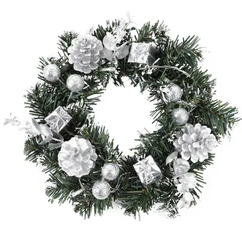 40 cm LED Vianočný Veniec S Umelým Borovicové Šišky Plody, Kvety Predné Dvere, Závesné Dekorácie Veniec Ratan Stenu Ornament