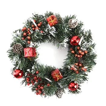 40 cm LED Vianočný Veniec S Umelým Borovicové Šišky Plody, Kvety Predné Dvere, Závesné Dekorácie Veniec Ratan Stenu Ornament