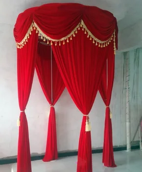 Klasické velvet biela červená priemer 2 m svadobné dekor zákazku kolo baldachýn / chuppah arbor rúško s koristi