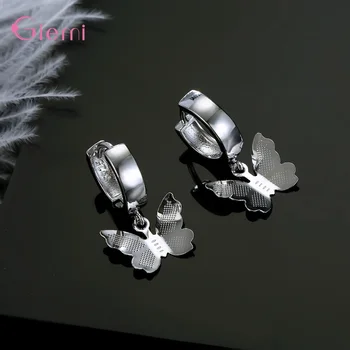 Jednoduché Temperament 925 Sterling Silver Motýľ Hoop Náušnice pre Ženy, Dievča, Móda, Módne Šperky Darček k Narodeninám Oorbellen