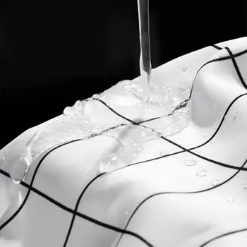 6 Biele Kockované Sprchový Záves 180 CM Nepremokavé Kúpeľňa Oblasť Opony Biele Polyester Vlhkosti-Dôkaz Sprchový Záves D50