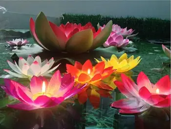 2020 nové 20 cm umelé ozdoby lotus, ktorí chcú ľahké plávajúce vody sviečkach pre svadobné party dekorácie vianoce