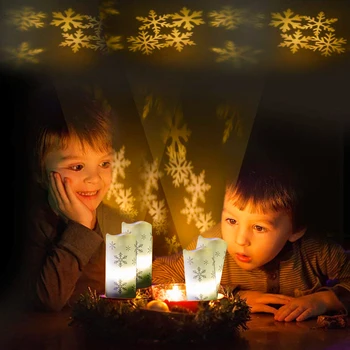 QIFU Strany svetelný rekvizity Snowflake Vianočné Okno Premietacie Lampy, Sviečky, Vianočné Ozdoby, Vianočné dekorácie pre domov