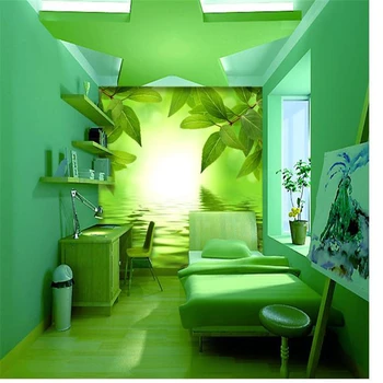 Beibehang stereoskopické 3d tapeta Veľkú nástennú maľbu, tapety, TV joj, obývacej izby, spálne, maľovanie na zelenej listovej abstraktných de parede