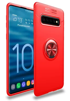 Stojan prípade Silikón s Krúžok pre Samsung Galaxy s rezacím zariadením S10 Červená