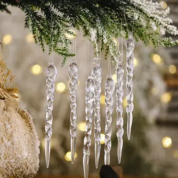 10pcs DIY priehľadný Plastový Prívesok, Transparentná Cencúľ Prívesok Vianočný Stromček Drop Ornamentsnging Pre Svadobné Party